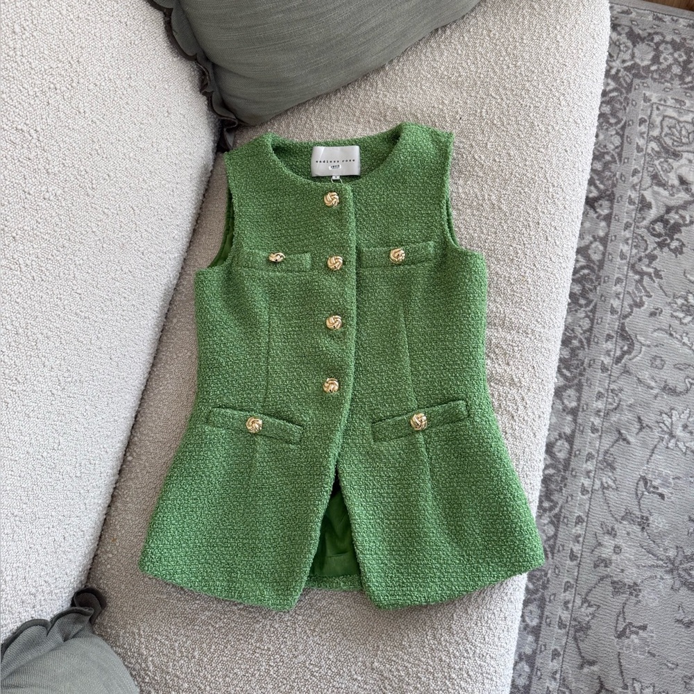 Endless Rose Tweed Buttoned Long Split Top🤍 - image 1